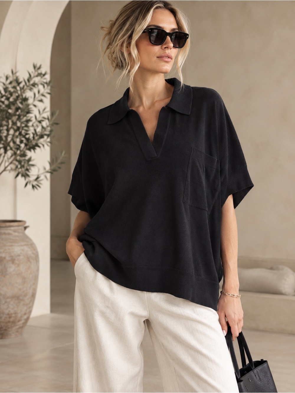 Banana Republic OVERSIZED JOHNNY-COLLAR SWEATER